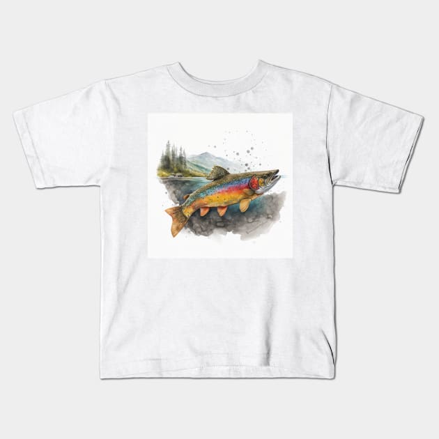 Trout Magic Kids T-Shirt by andreipopescu